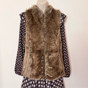 Maurices Plush Faux Fur Vest in Tan